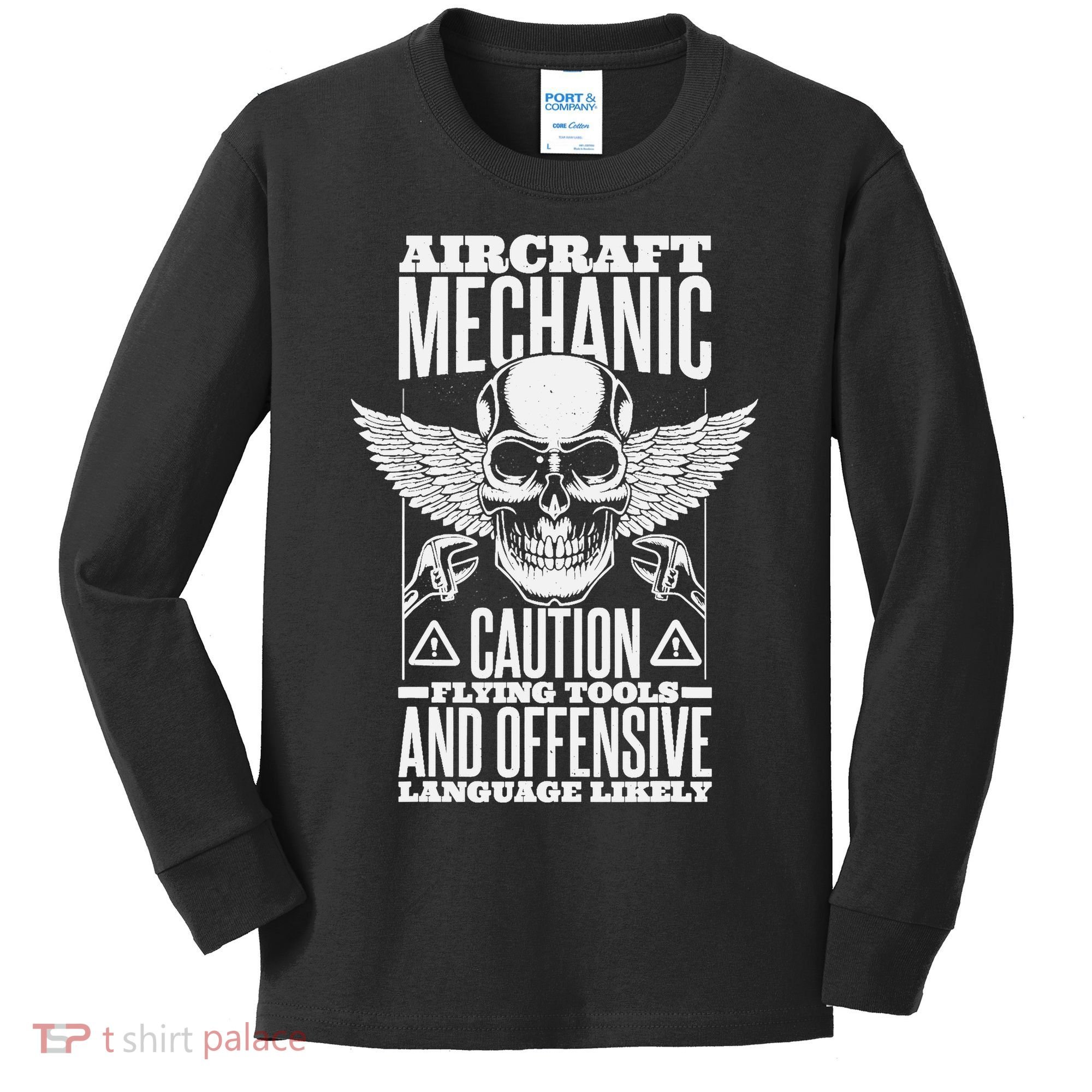 Aircraft Mechanic Flying Tools And Offensive Language, Plane Kids Long Sleeve Shirt