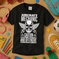 Aircraft Mechanic Flying Tools And Offensive Language, Plane Kids T-Shirt thumb 3