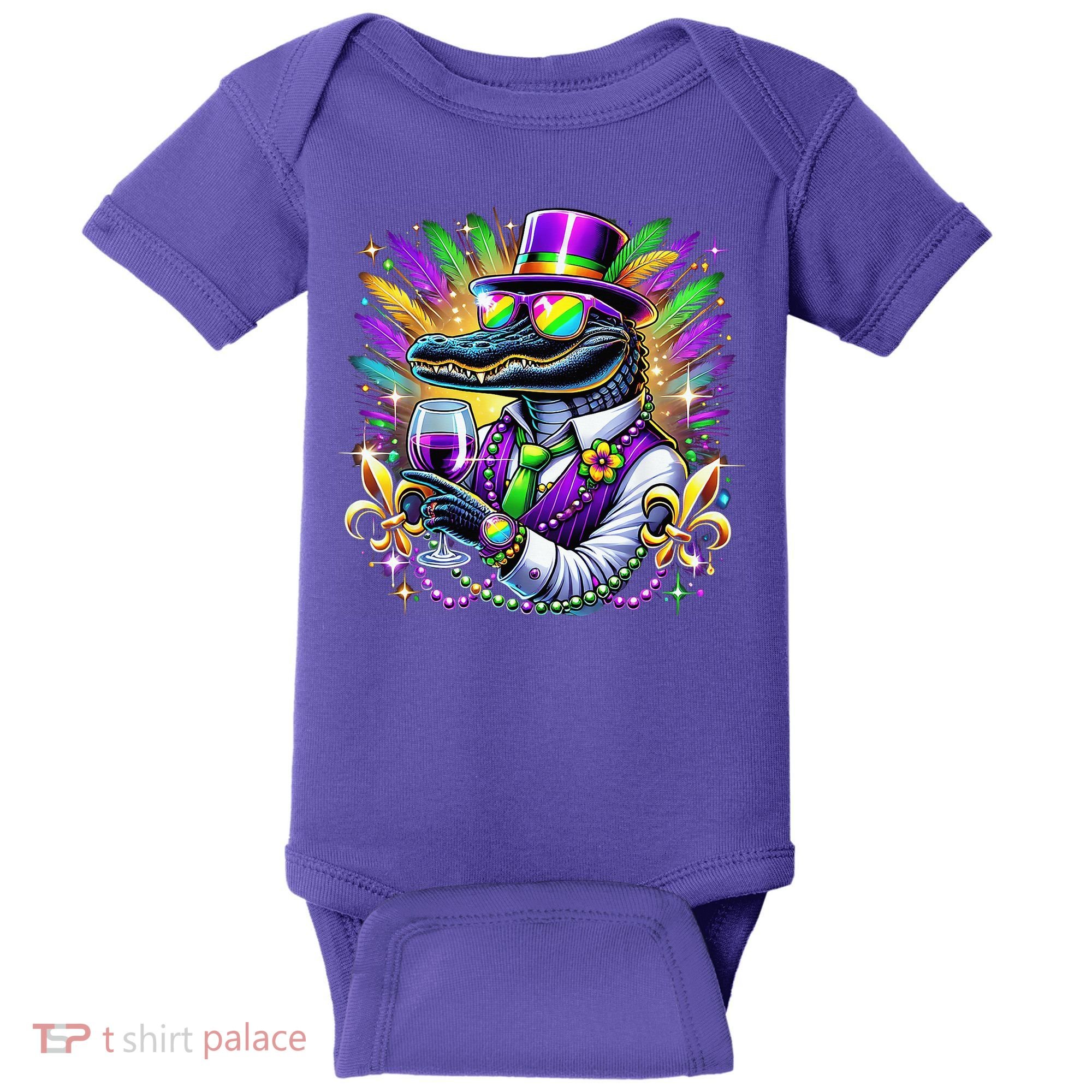 Alligator Mardi Gras Carnival Party Outfit Baby Bodysuit