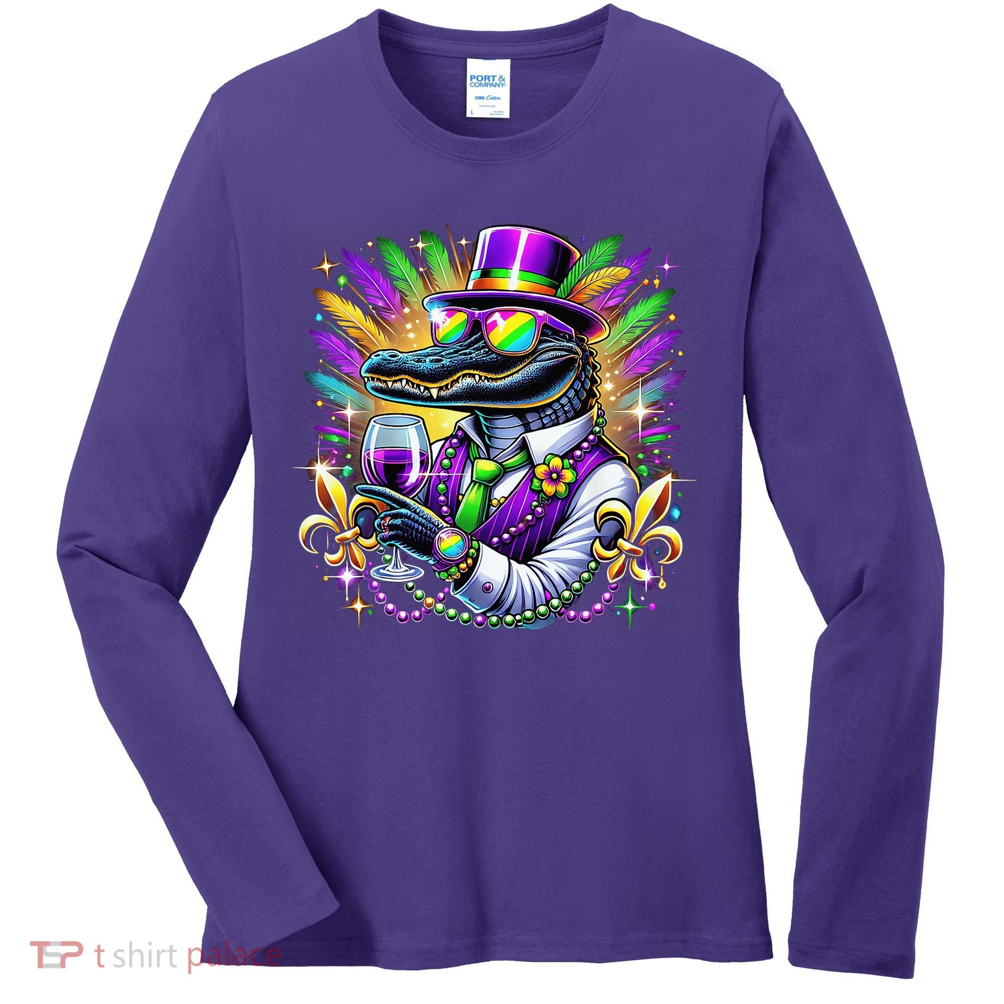 Alligator Mardi Gras Carnival Party Outfit Women's Long Sleeve Shirt