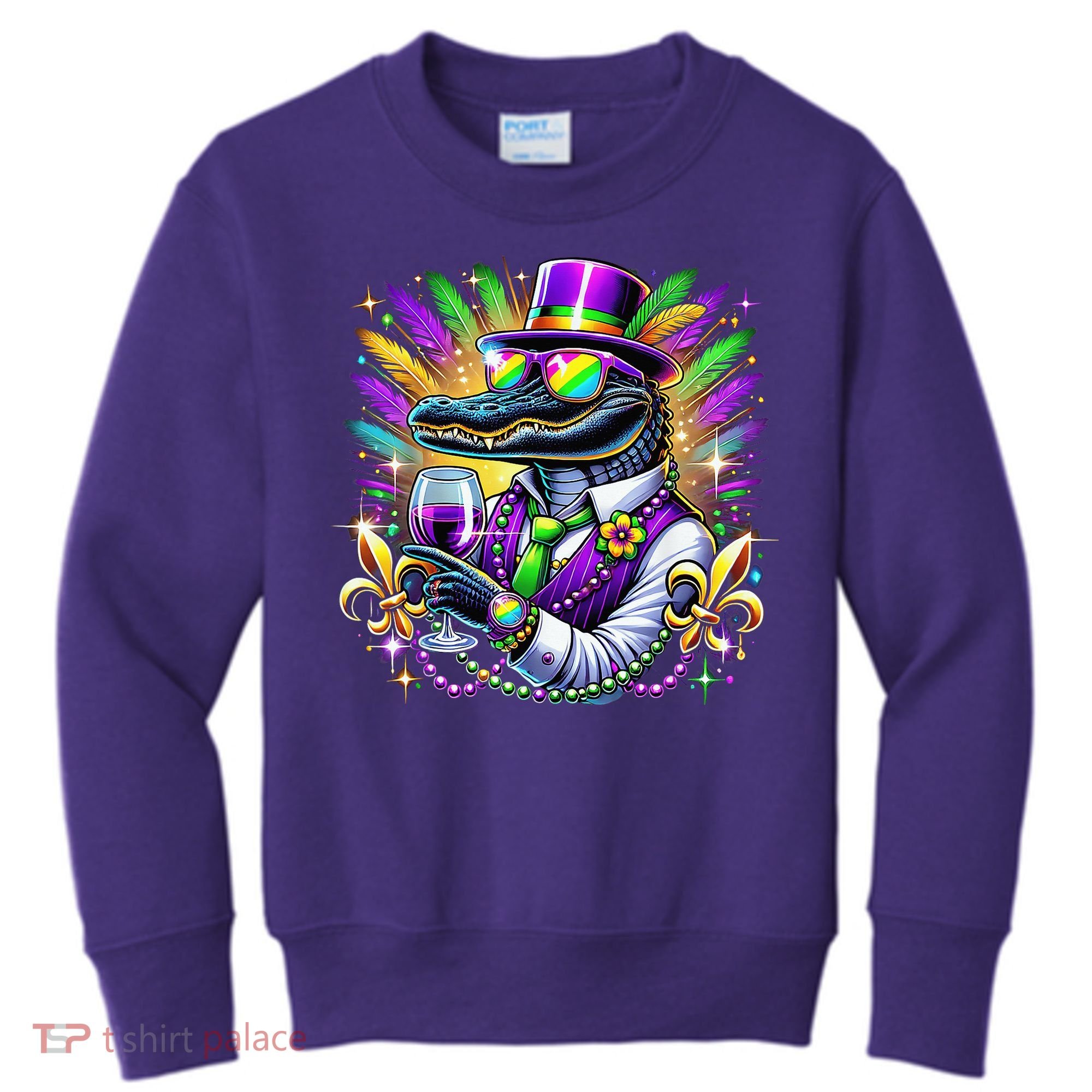 Alligator Mardi Gras Carnival Party Outfit Kids Sweatshirt