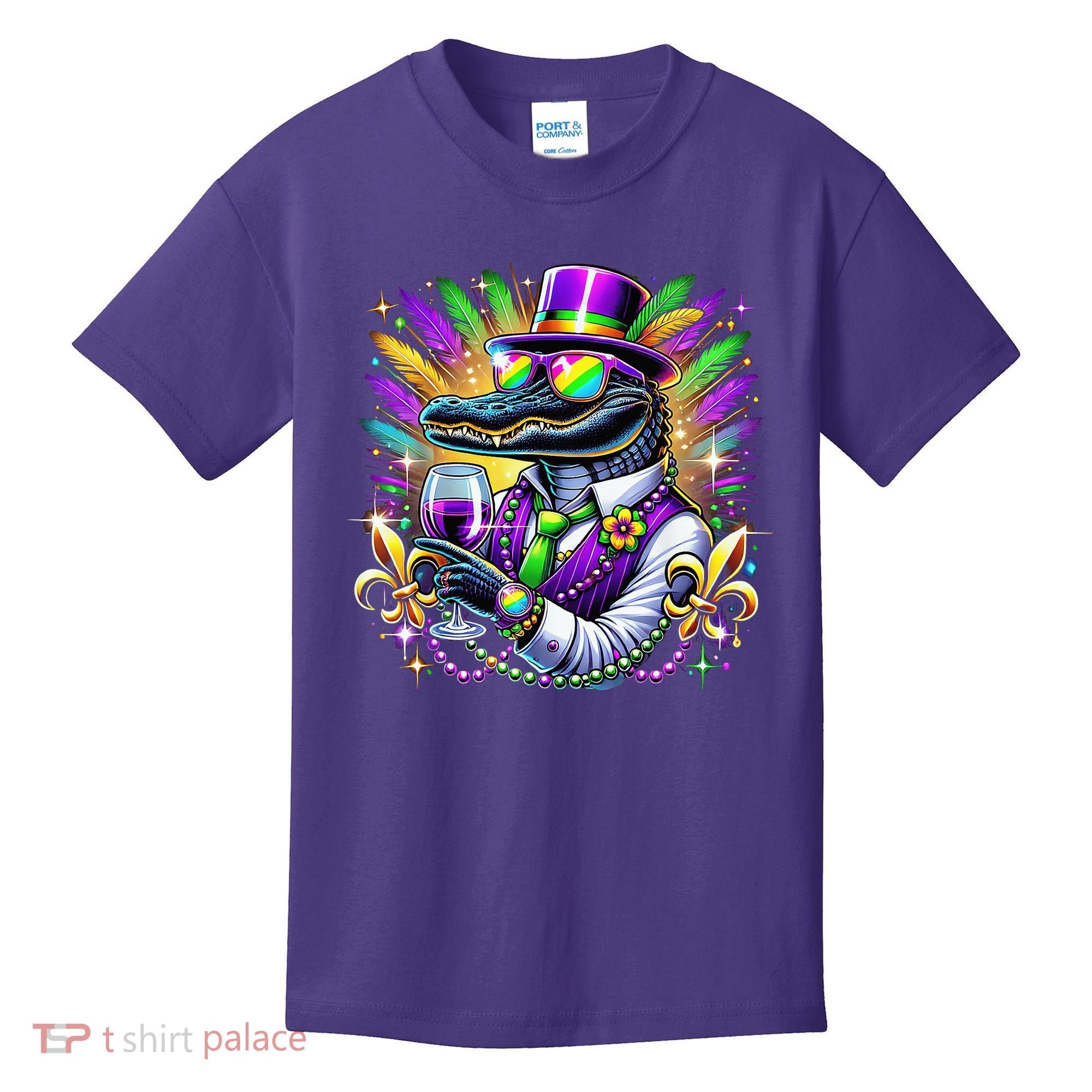 Alligator Mardi Gras Carnival Party Outfit Kids T-Shirt