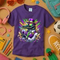 Alligator Mardi Gras Carnival Party Outfit Kids T-Shirt thumb 3