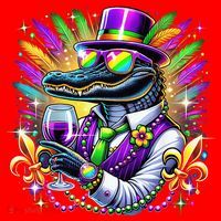 Alligator Mardi Gras Carnival Party Outfit Santa Hat thumb 1