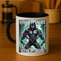 Alpha Male Human By Chance Alpha By Choice Alpha Wolf Coffee Mug thumb 4