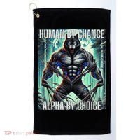 Alpha Male Human By Chance Alpha By Choice Alpha Wolf Golf Towel thumb 0
