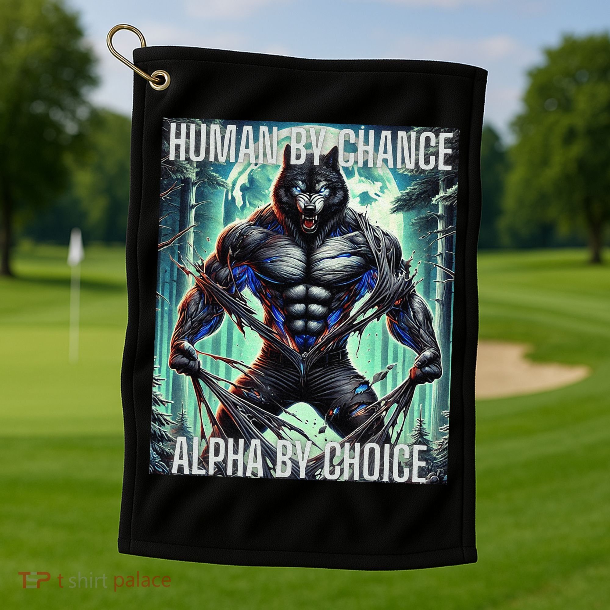 Alpha Male Human By Chance Alpha By Choice Alpha Wolf Golf Towel