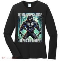 Alpha Male Human By Chance Alpha By Choice Alpha Wolf Women's Long Sleeve Shirt thumb 0