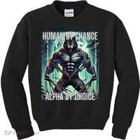 Alpha Male Human By Chance Alpha By Choice Alpha Wolf Kids Sweatshirt thumb 0