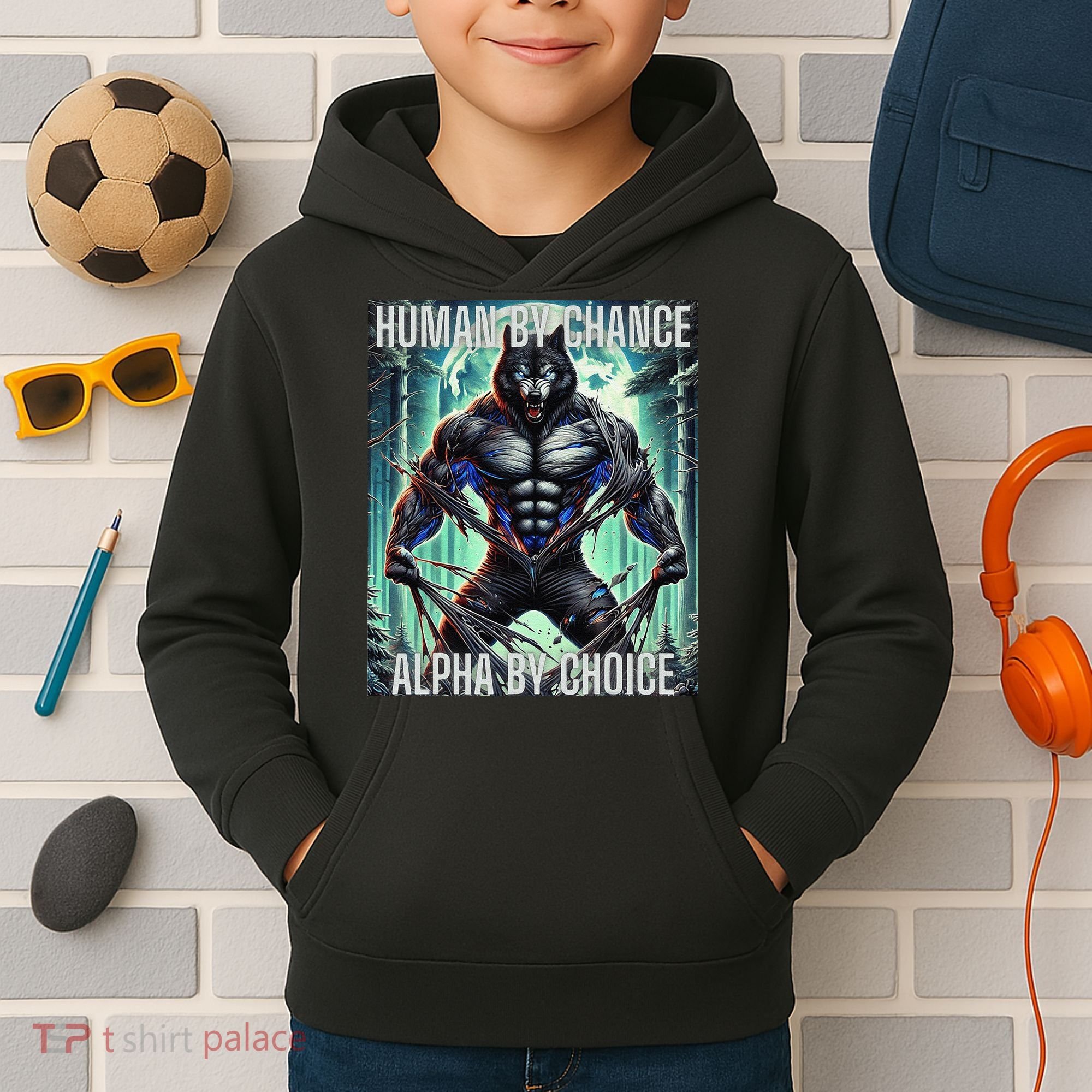Alpha Male Human By Chance Alpha By Choice Alpha Wolf Kids Hoodie