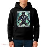 Alpha Male Human By Chance Alpha By Choice Alpha Wolf Kids Hoodie thumb 4