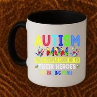 Autism Mom I'm Raising My Hero Awareness Puzzle Coffee Mug thumb 2