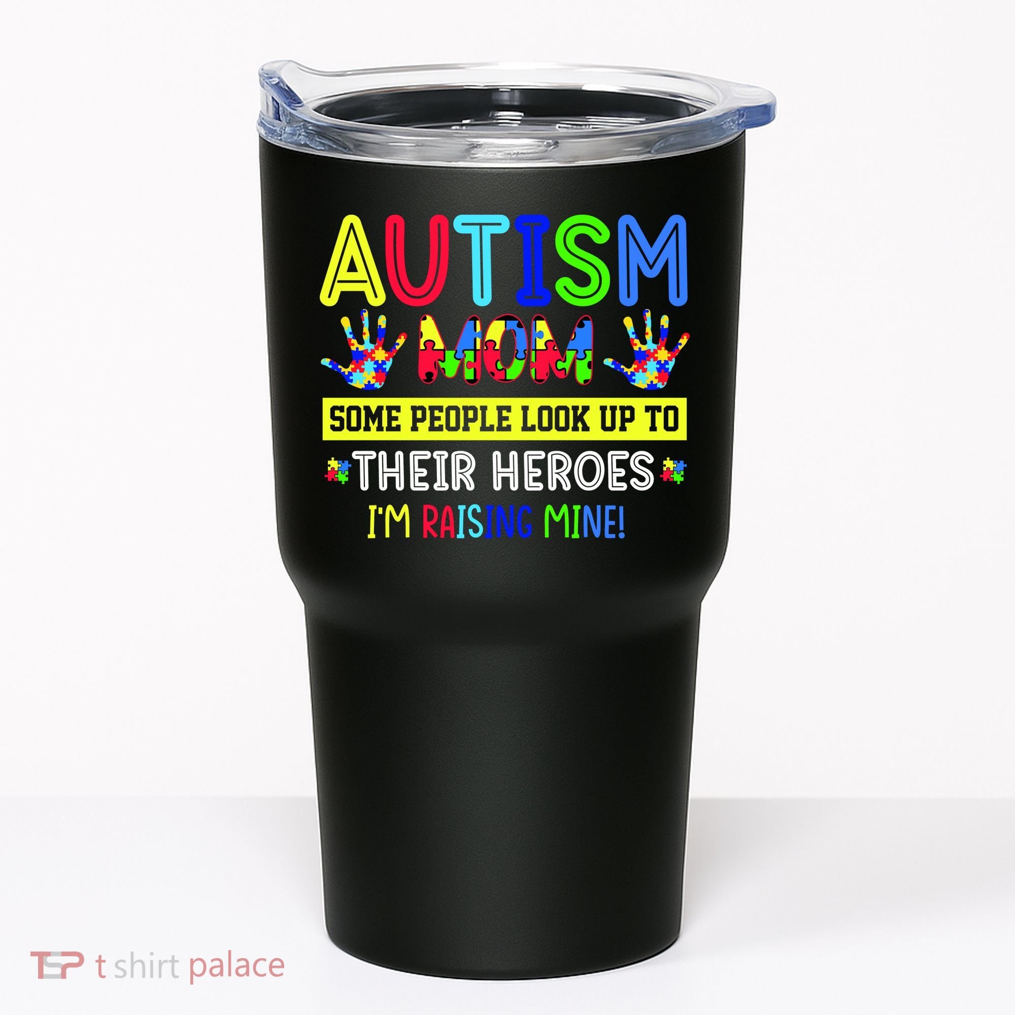 Autism Mom I'm Raising My Hero Awareness Puzzle Tumbler
