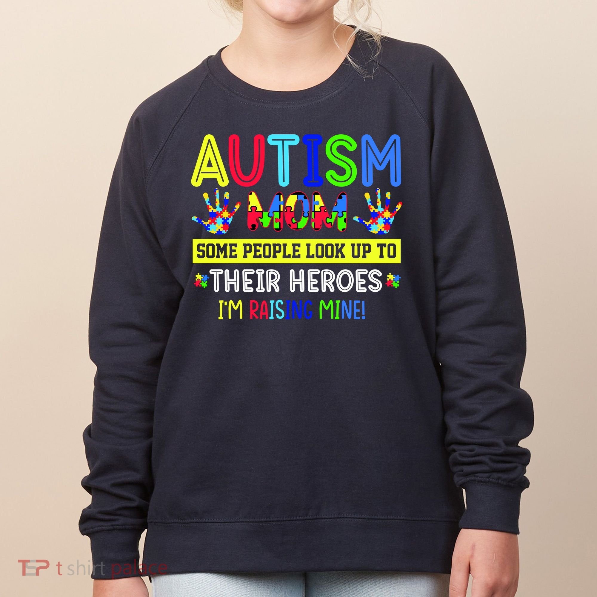 Autism Mom I'm Raising My Hero Awareness Puzzle Women's Sweatshirt
