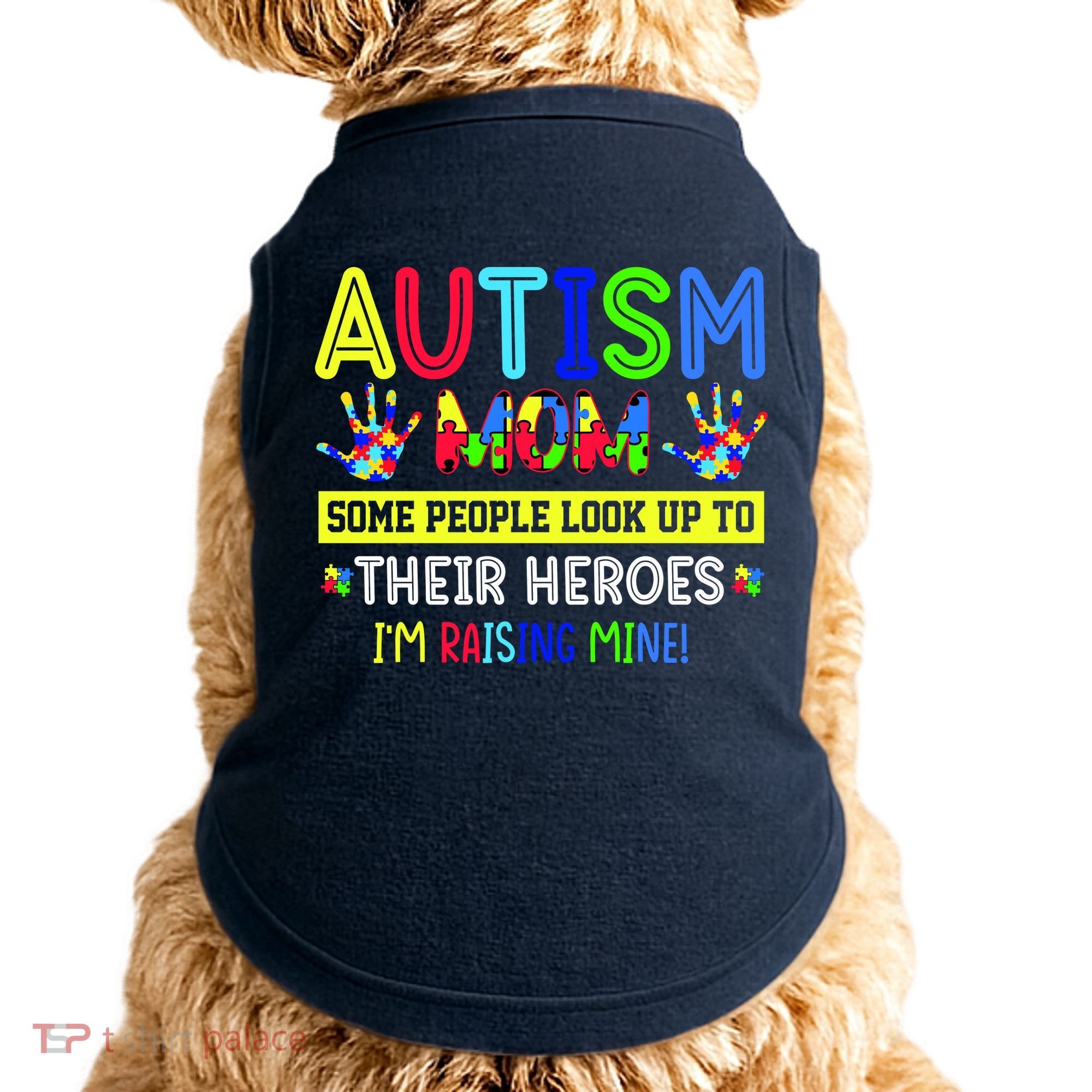 Autism Mom I'm Raising My Hero Awareness Puzzle Doggie Tank