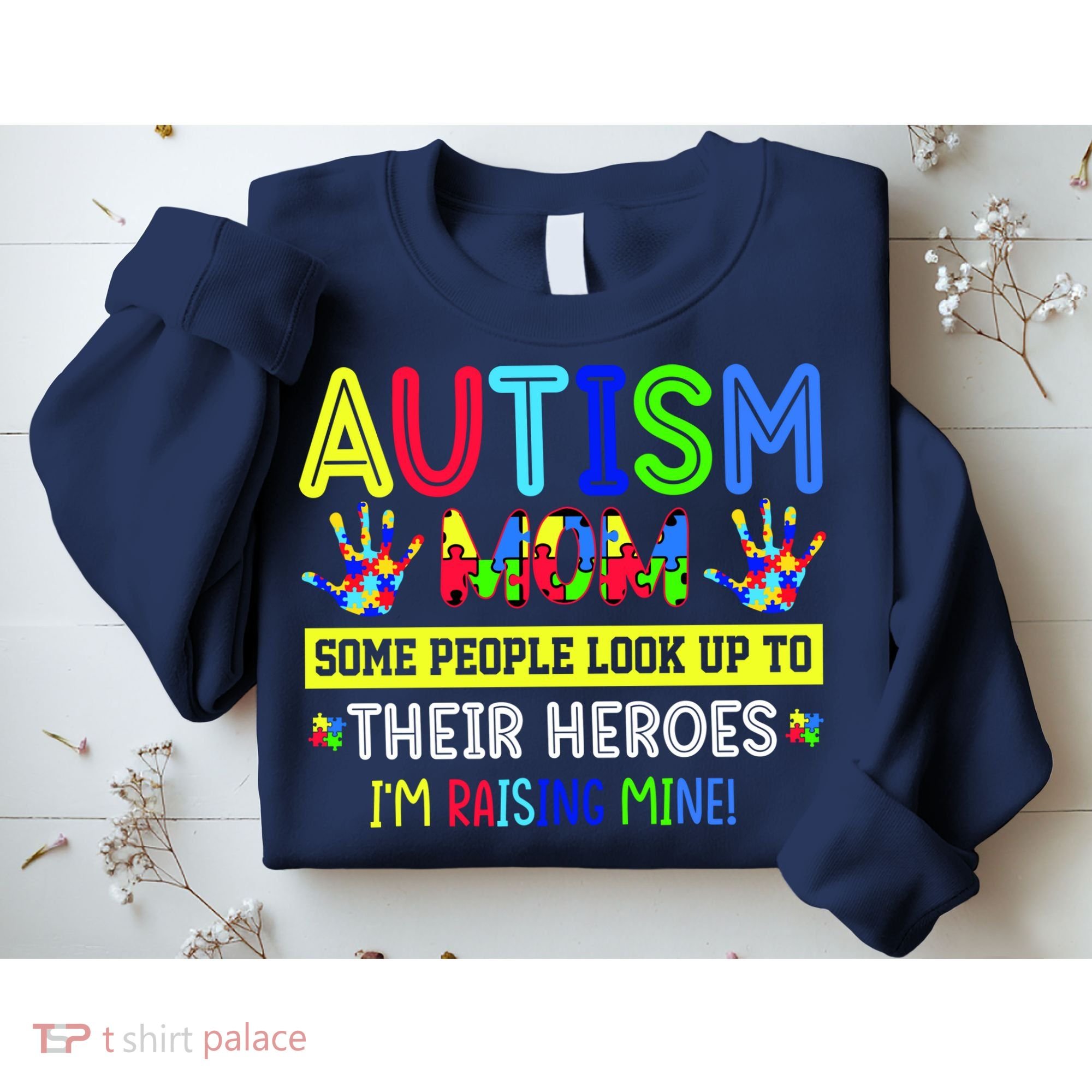 Autism Mom I'm Raising My Hero Awareness Puzzle Sweatshirt