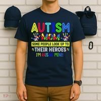 Autism Mom I'm Raising My Hero Awareness Puzzle T-Shirt thumb 6