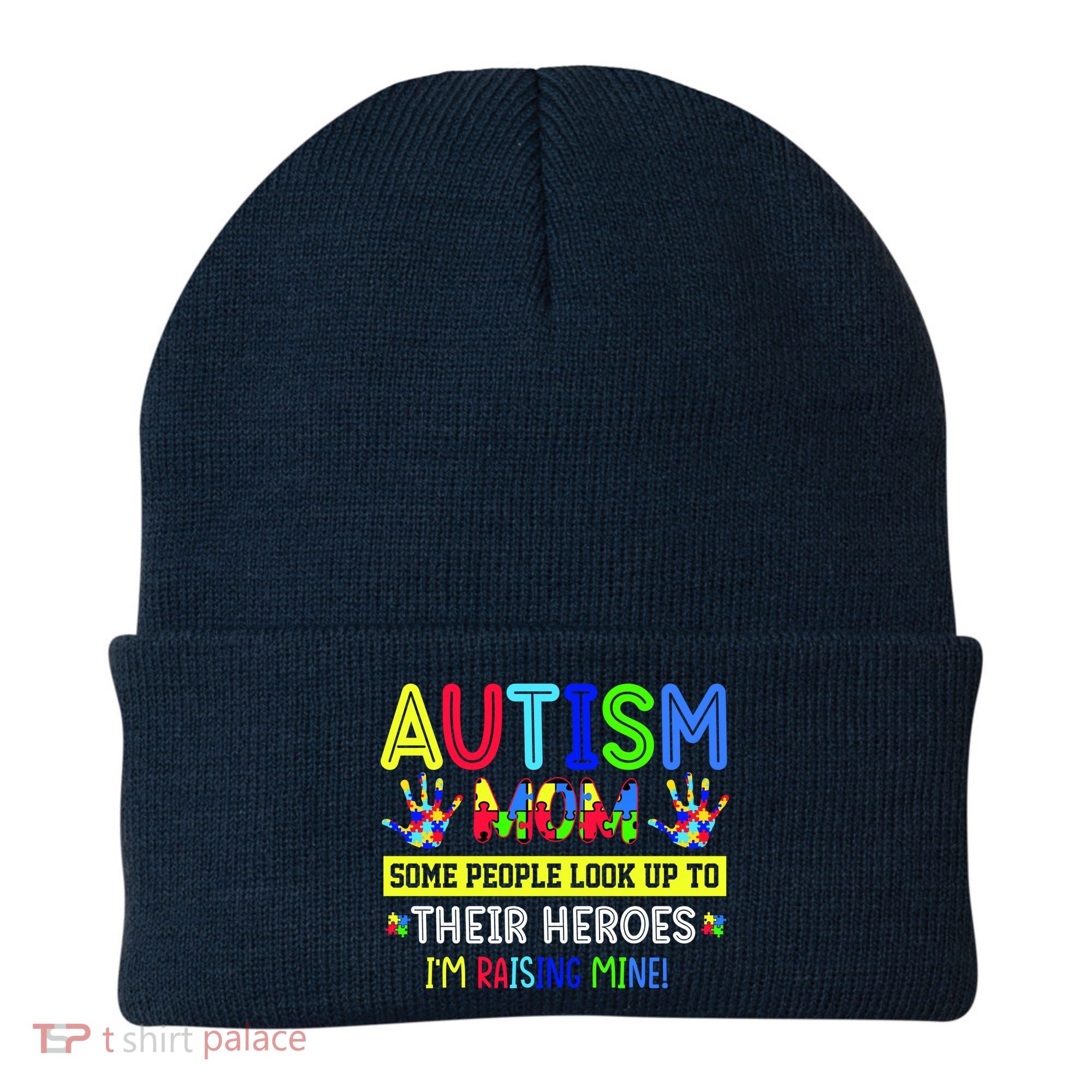 Autism Mom I'm Raising My Hero Awareness Puzzle Beanie