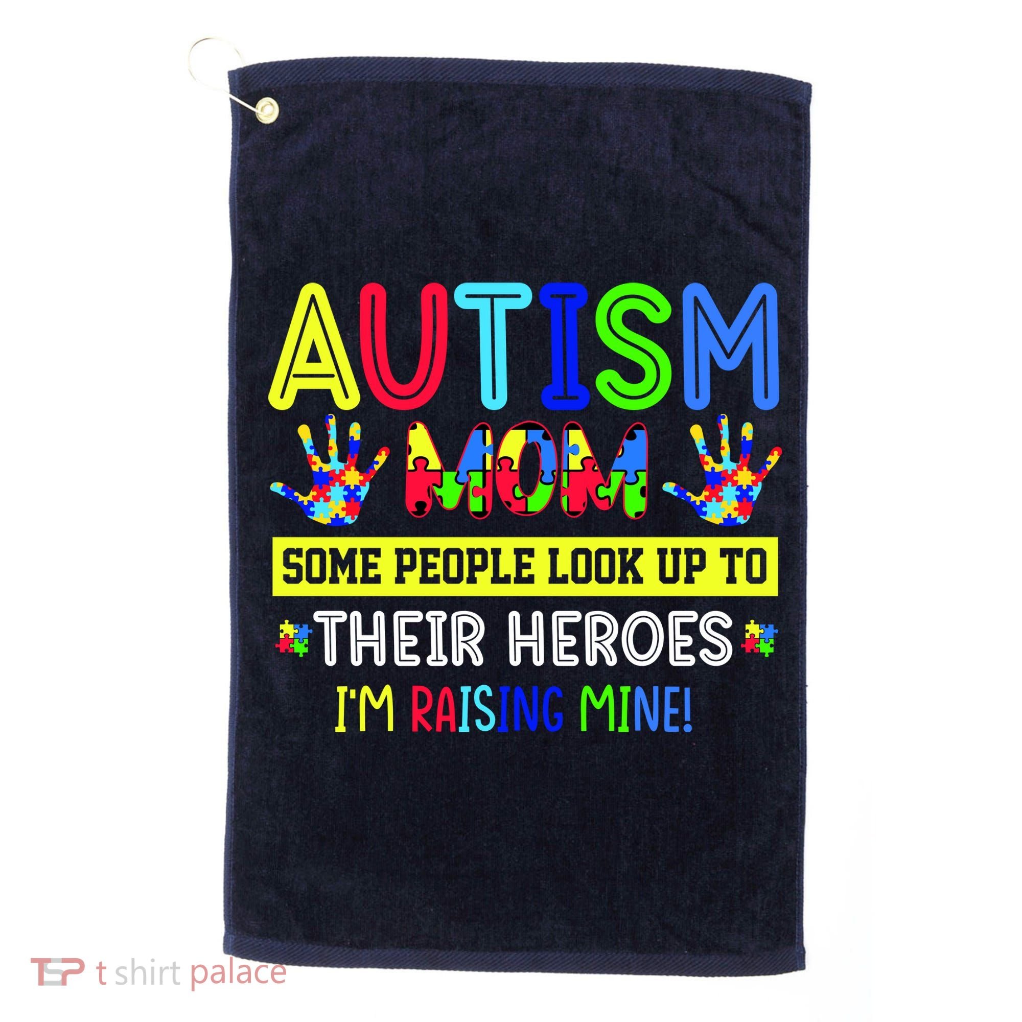 Autism Mom I'm Raising My Hero Awareness Puzzle Golf Towel