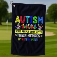 Autism Mom I'm Raising My Hero Awareness Puzzle Golf Towel thumb 1