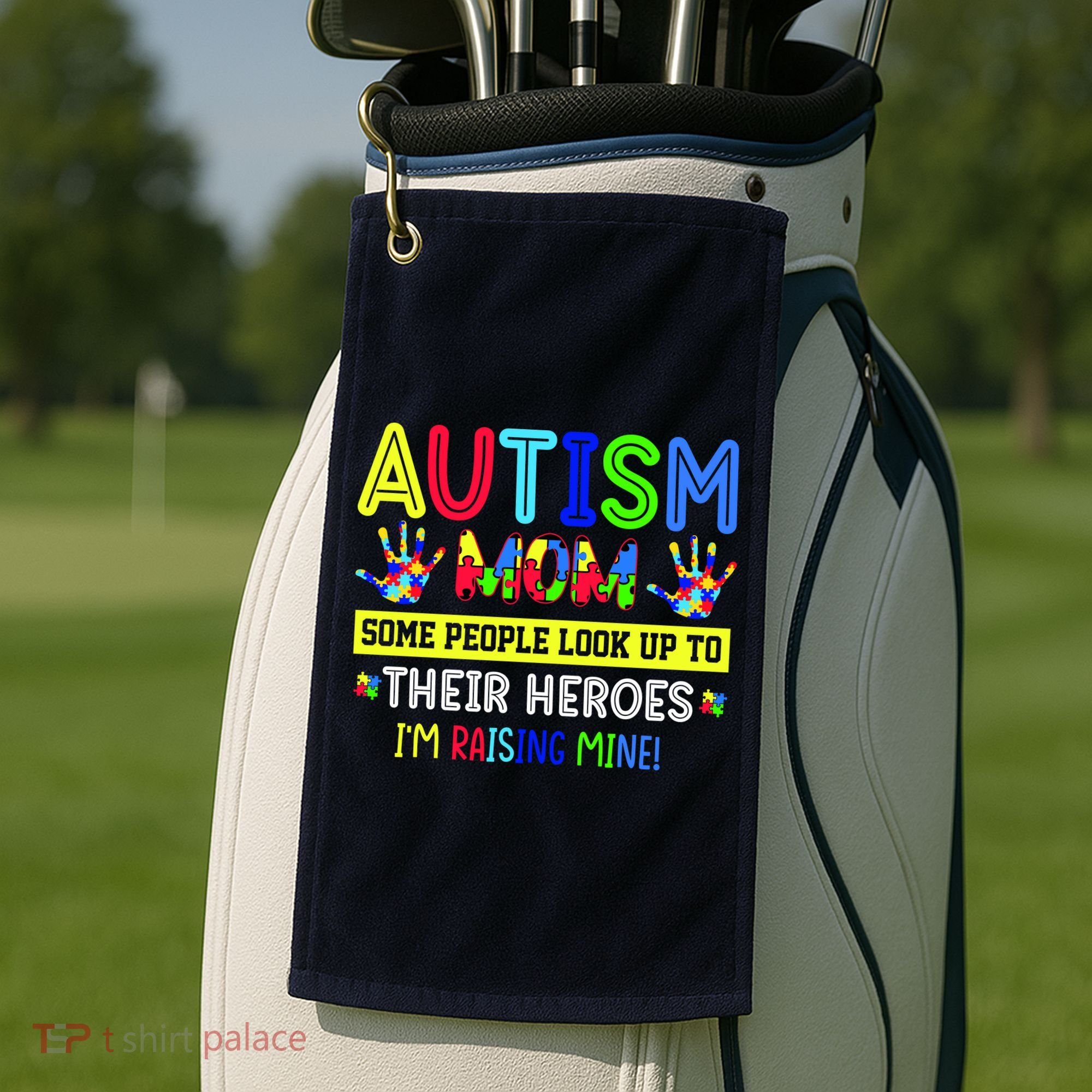 Autism Mom I'm Raising My Hero Awareness Puzzle Golf Towel