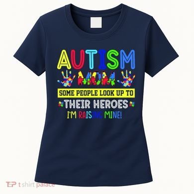 Autism Mom I'm Raising My Hero Awareness Puzzle Women's T-Shirt