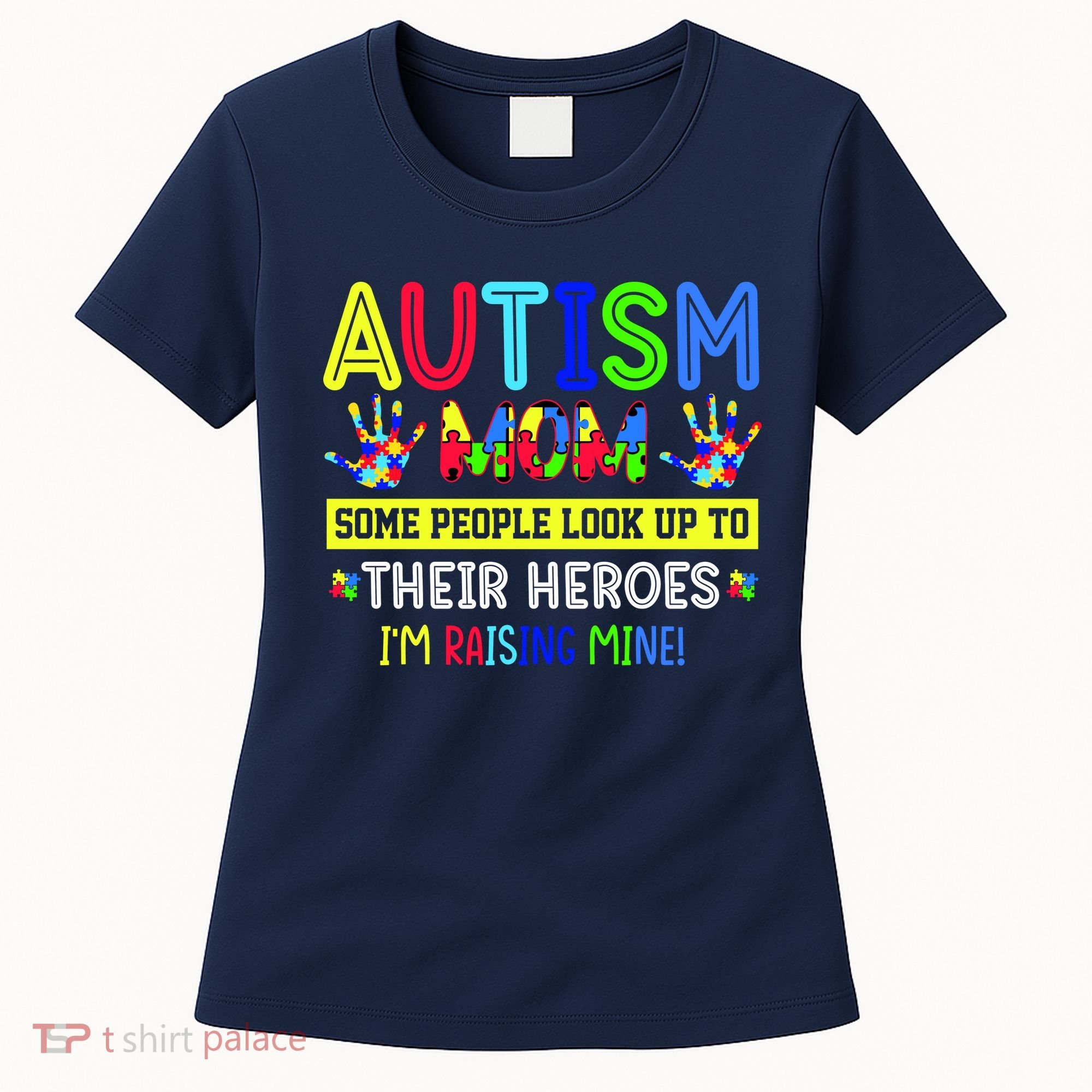 Autism Mom I'm Raising My Hero Awareness Puzzle Women's T-Shirt