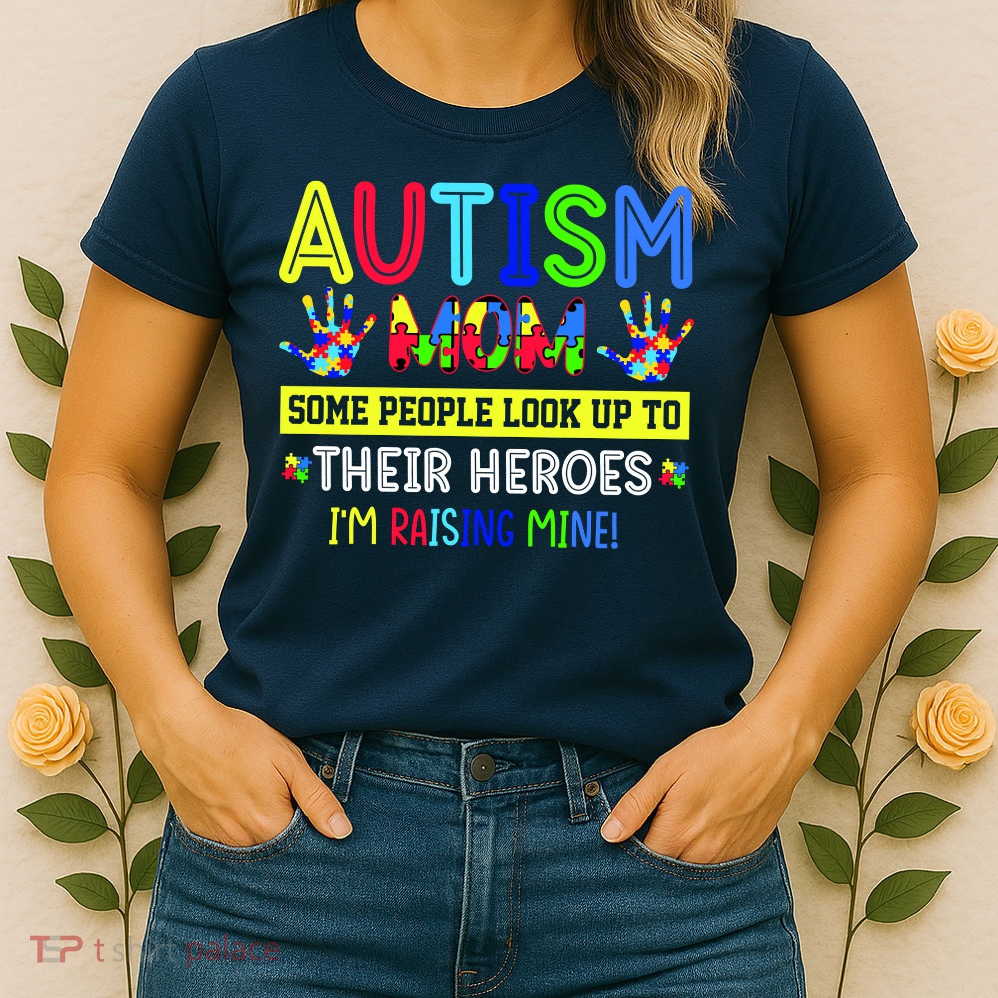 Autism Mom I'm Raising My Hero Awareness Puzzle Women's T-Shirt