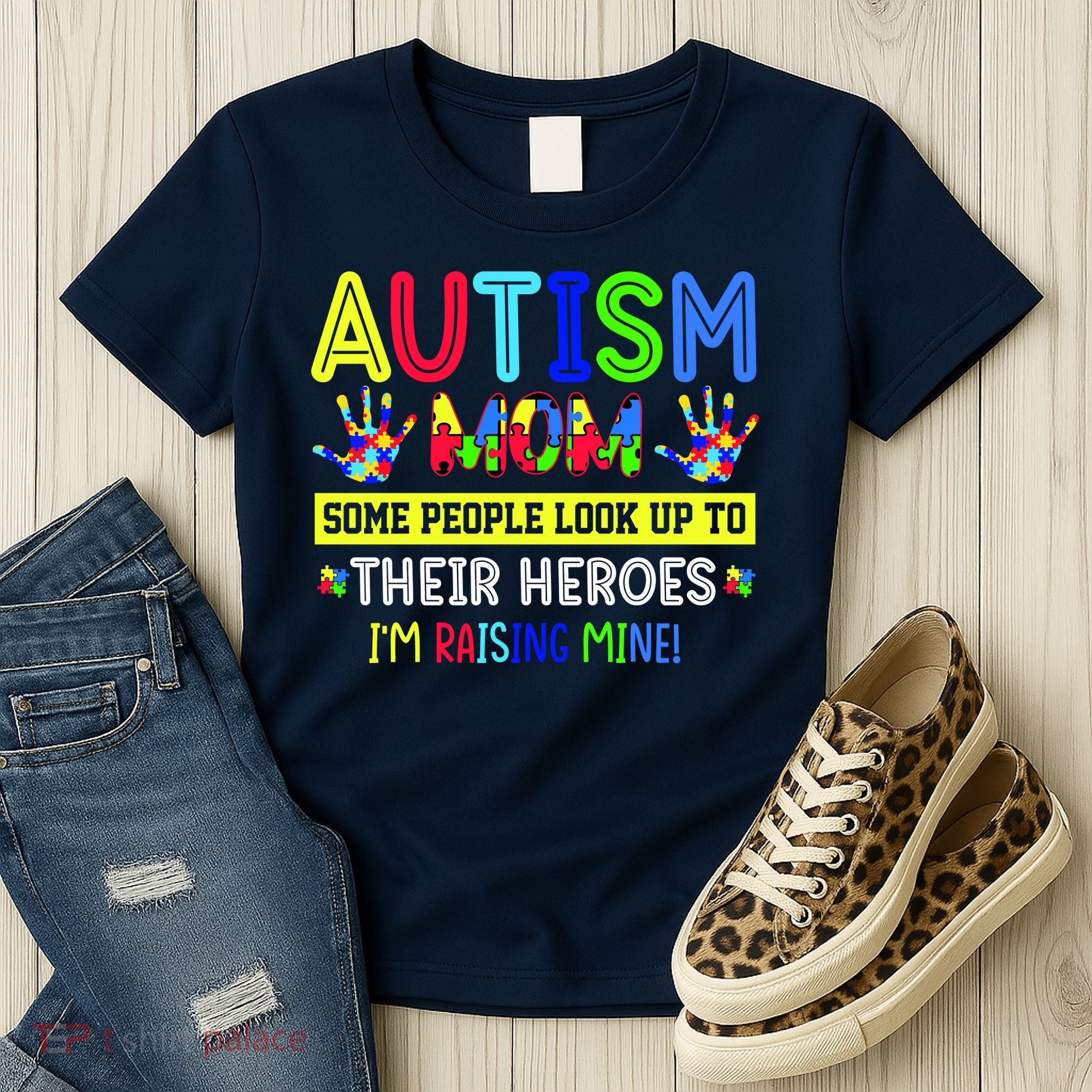 Autism Mom I'm Raising My Hero Awareness Puzzle Women's T-Shirt