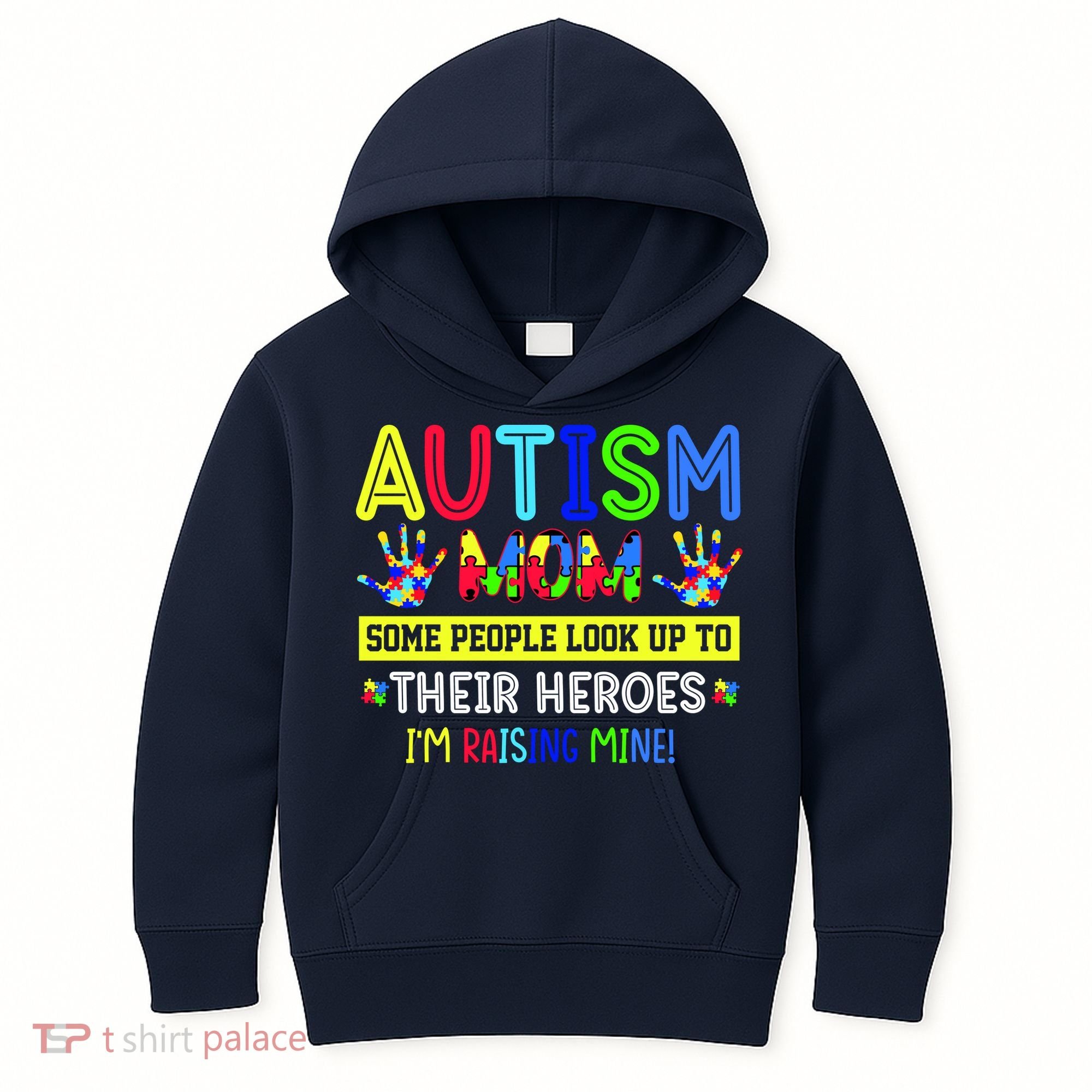 Autism Mom I'm Raising My Hero Awareness Puzzle Kids Hoodie