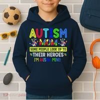 Autism Mom I'm Raising My Hero Awareness Puzzle Kids Hoodie thumb 2
