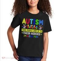 Autism Mom I'm Raising My Hero Awareness Puzzle Kids T-Shirt thumb 2