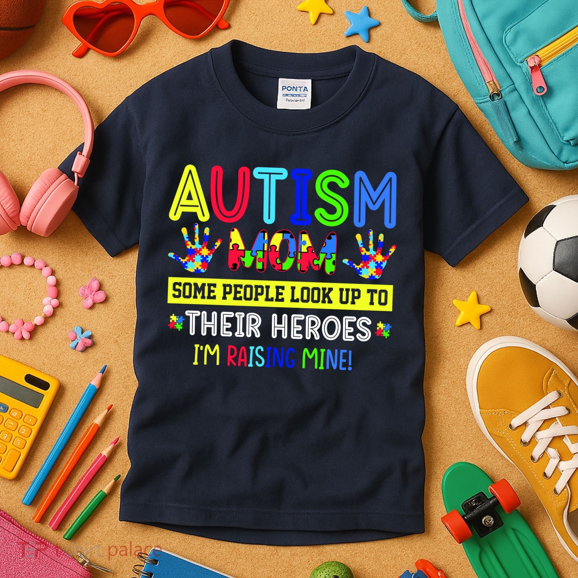 Autism Mom I'm Raising My Hero Awareness Puzzle Kids T-Shirt