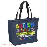 Autism Mom I'm Raising My Hero Awareness Puzzle Tote Bag thumb 2
