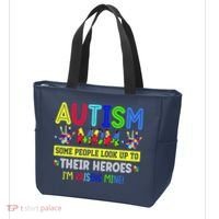 Autism Mom I'm Raising My Hero Awareness Puzzle Tote Bag thumb 3