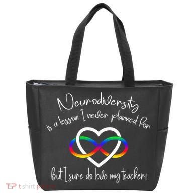 Autism Mom Infinity Neurodiversity Lessons Hearts Tote Bag