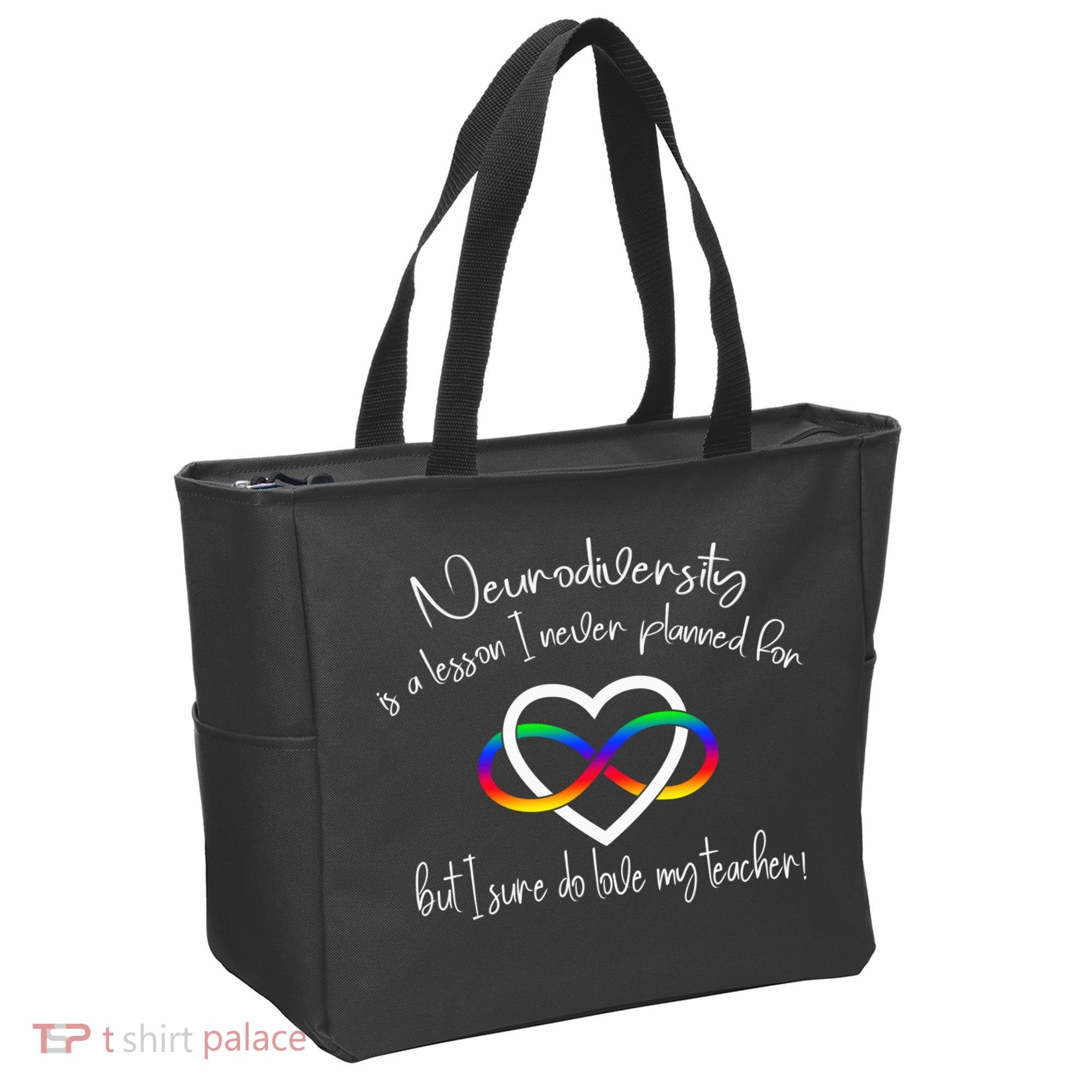 Autism Mom Infinity Neurodiversity Lessons Hearts Tote Bag