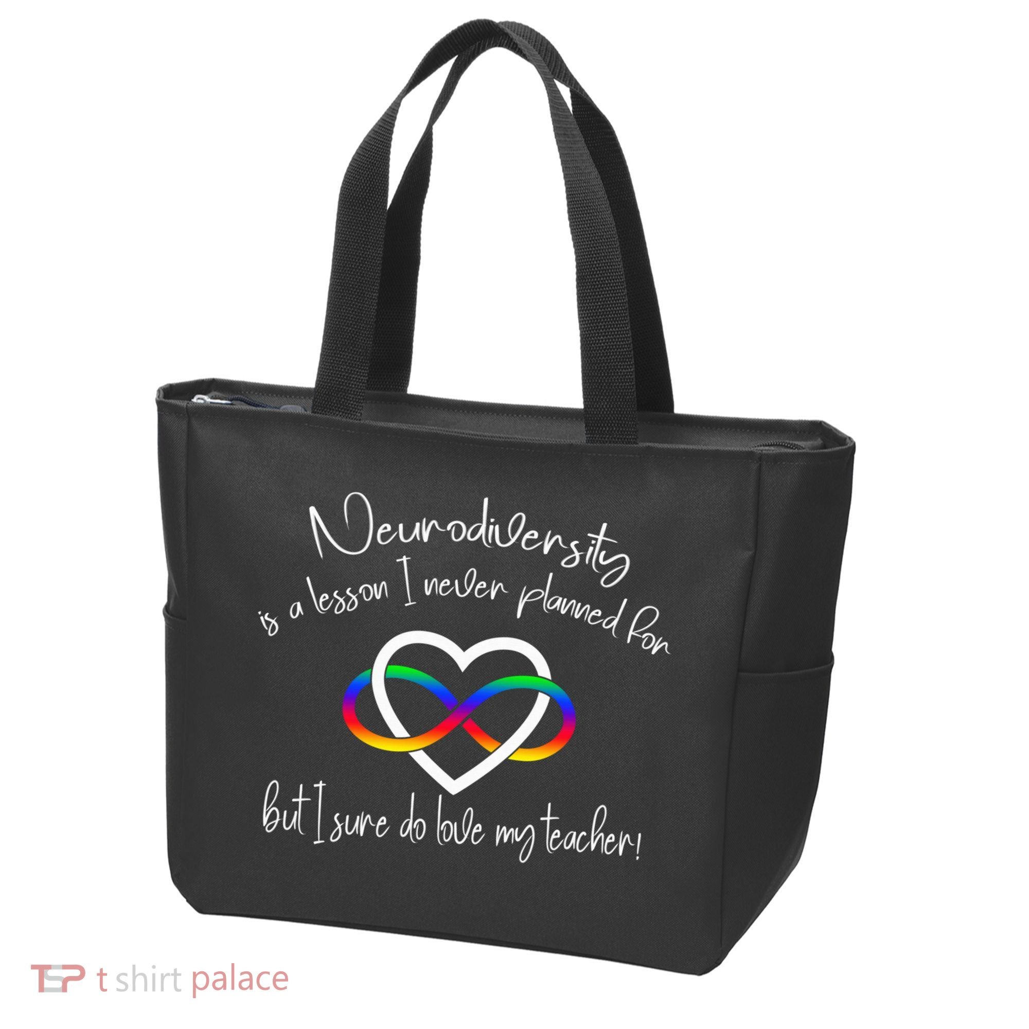 Autism Mom Infinity Neurodiversity Lessons Hearts Tote Bag