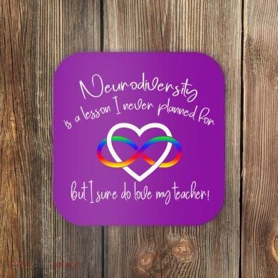 Autism Mom Infinity Neurodiversity Lessons Hearts Coaster