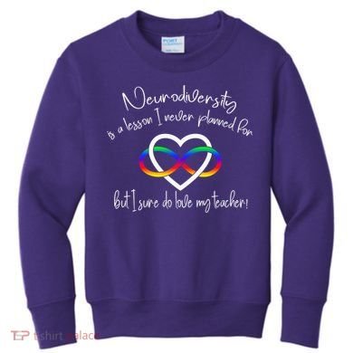 Autism Mom Infinity Neurodiversity Lessons Hearts Kids Sweatshirt