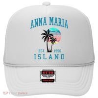 Anna Maria Island Florida Vintage Beach Palm Trees Summer Hat thumb 0