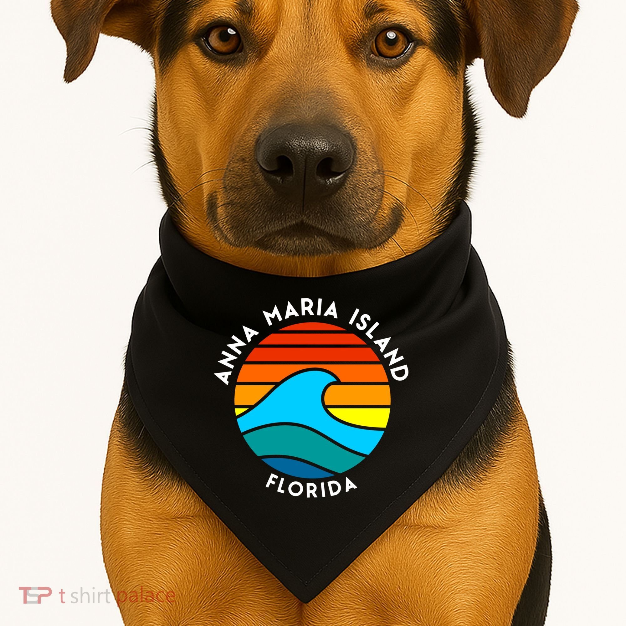 Anna Maria Island Florida Retro Wave Gift USA-Made Doggie Bandana