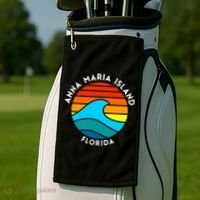 Anna Maria Island Florida Retro Wave Gift Golf Towel thumb 2