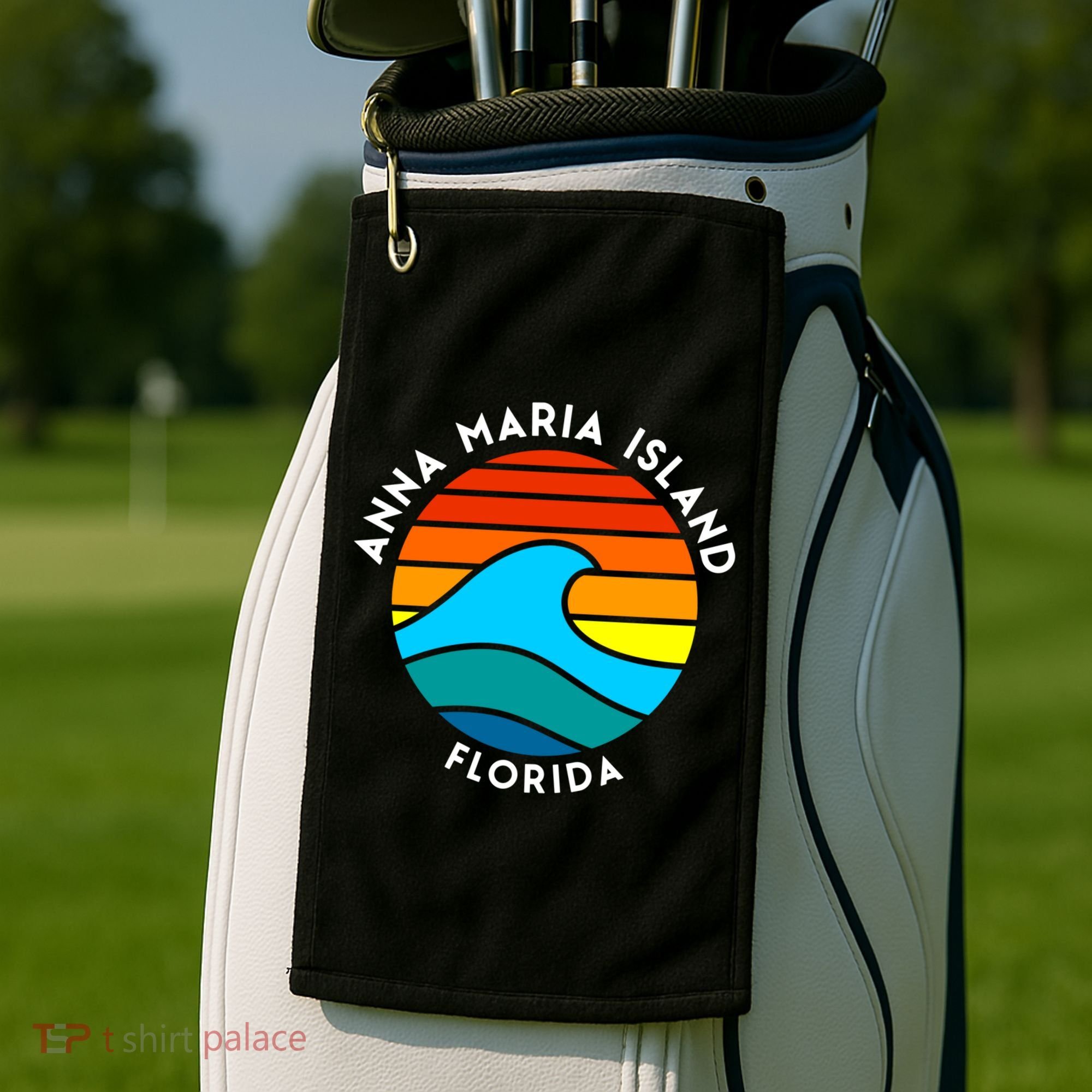 Anna Maria Island Florida Retro Wave Gift Golf Towel