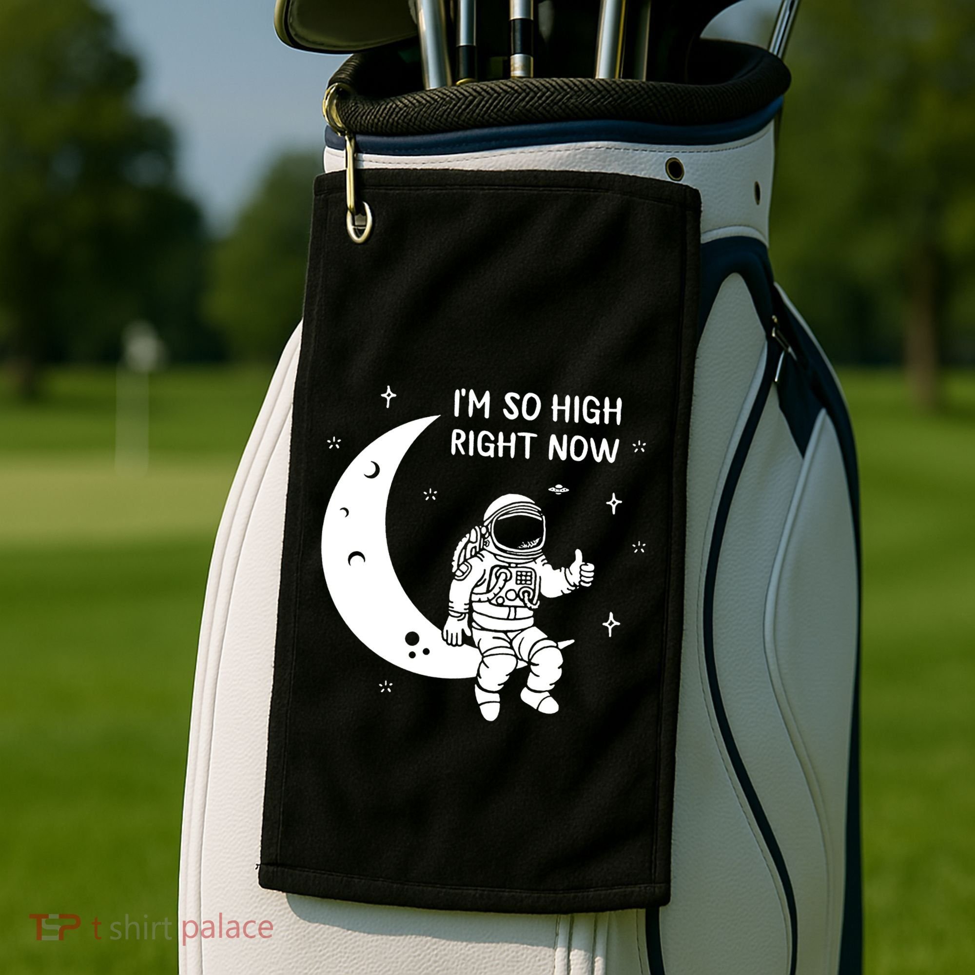 Astronaut Moon Im So High Right Now Golf Towel
