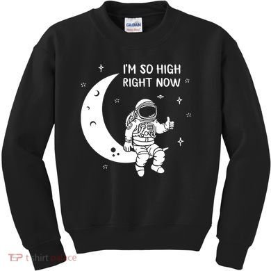 Astronaut Moon Im So High Right Now Kids Sweatshirt