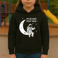 Astronaut Moon Im So High Right Now Kids Hoodie thumb 3