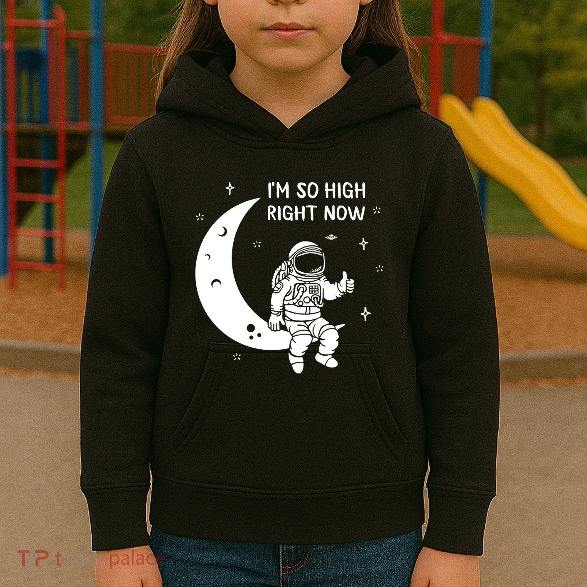 Astronaut Moon Im So High Right Now Kids Hoodie