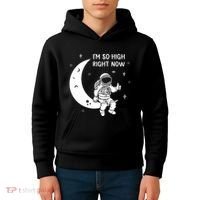 Astronaut Moon Im So High Right Now Kids Hoodie thumb 4