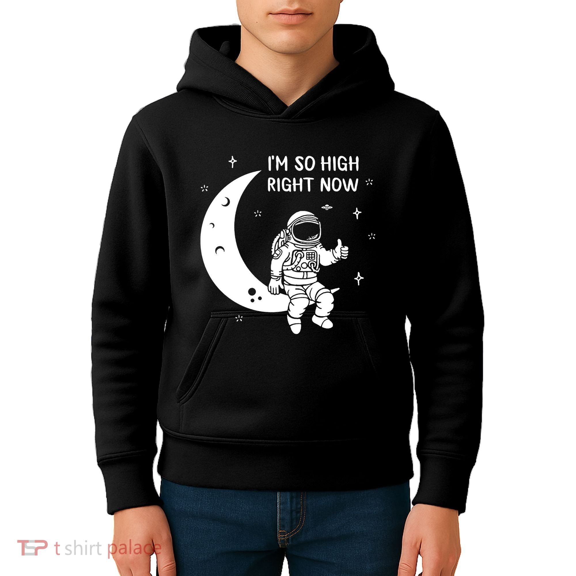 Astronaut Moon Im So High Right Now Kids Hoodie